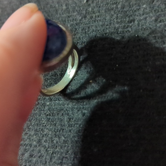 Sterling Silver Blue Lapis Lazuli Gemstone Oval Statement Ring - Size 5 - Picture 5 of 8